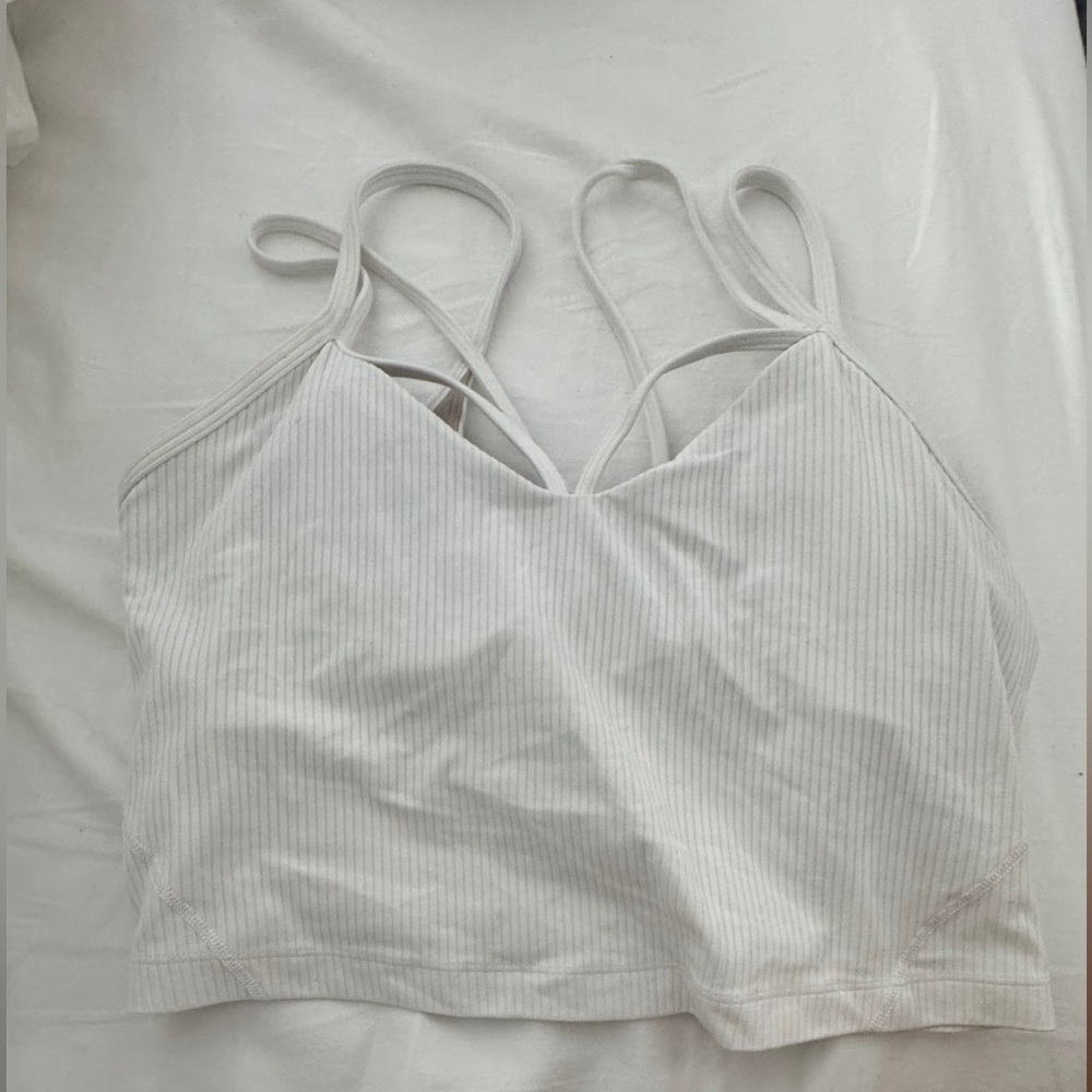 Lululemon Athletica White Ribbed Crop Tank Top